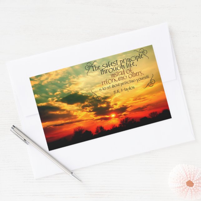 Benjamin Haydon Inspirational Quote "Perfecting" Rectangular Sticker (Envelope)