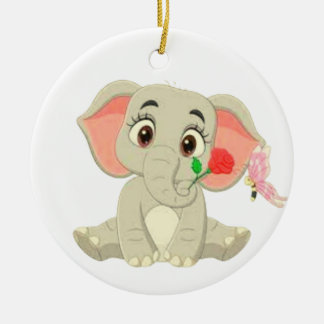 Benjamin The Elephant With A Rose  Ceramic Tree Decoration