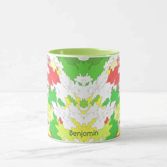 BENJAMIN ~ White Green Red Yellow CHRISTMAS    Mug (Center)