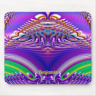 BENJAMIN ~ Zany Green, Blue, Yellow and Purple Mouse Pad