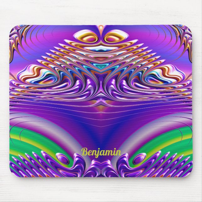 BENJAMIN ~ Zany Green, Blue, Yellow and Purple  Mouse Pad (Front)