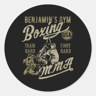 Benjamin's Gym Boxing Mma Retro Design For The Nam Classic Round Sticker