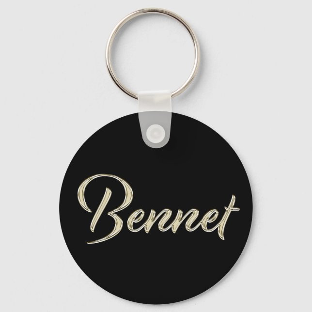 Bennet Name whitegold Button Schlüsselanhänger Key Ring (Front)
