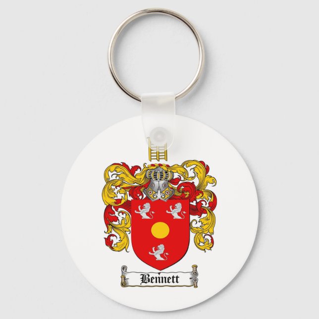 BENNETT FAMILY CREST -  BENNETT COAT OF ARMS KEY RING (Front)