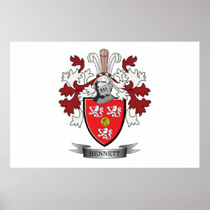 Bennett Family Crest Coat of Arms Poster