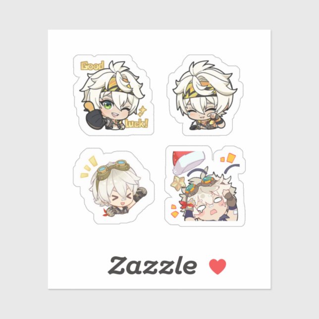 Bennett Genshin Impact 4 Pack Sticker Sheet (Sheet)