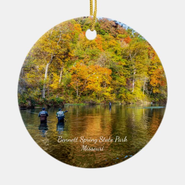 Bennett Spring Autumn Fishing Circle Ornament (Front)