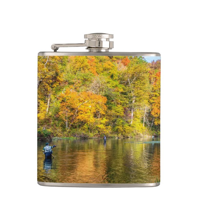 Bennett Spring Autumn Fishing Hip Flask (Front)
