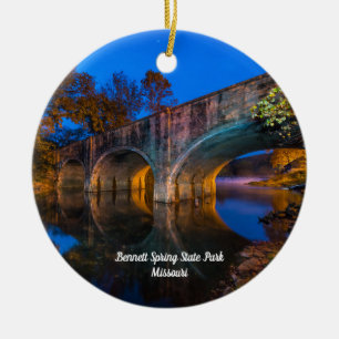 Bennett Spring Bridge Twilight Circle Ornament