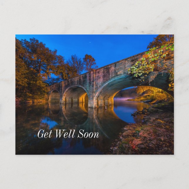 Bennett Spring Bridge Twilight Get Well Postcard (Front)
