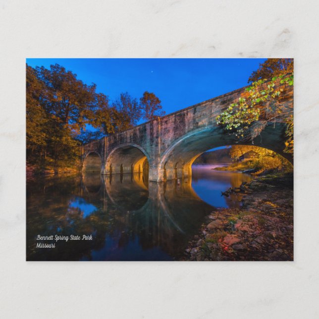 Bennett Spring Bridge Twilight Postcard (Front)