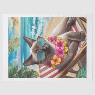 Bennigan Soaks up Rays, Beachy Siamese Cat Tissue Paper