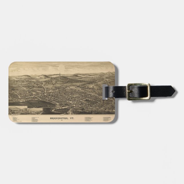 Bennington, VT Historical Map Luggage Tag (Front Horizontal)