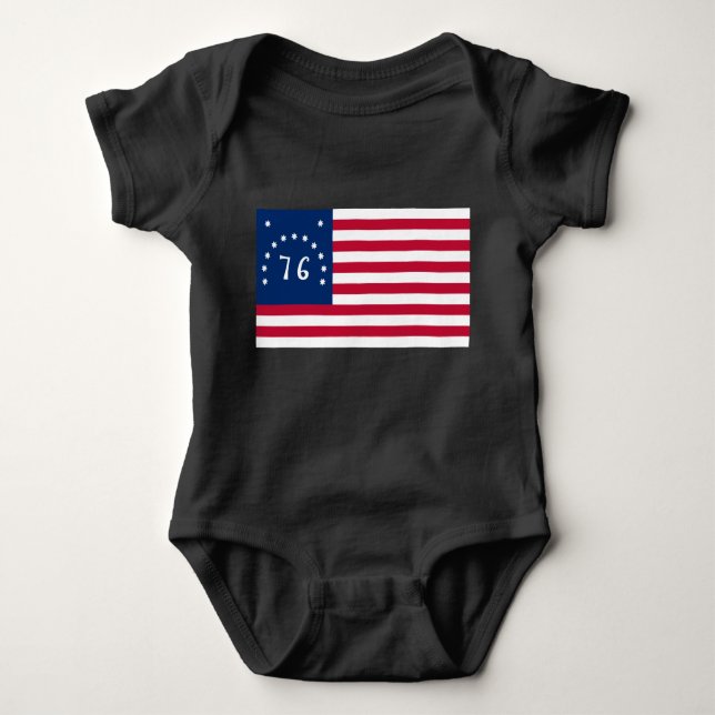 Bennington's Banner: The 76 American Battle Flag Baby Bodysuit (Front)