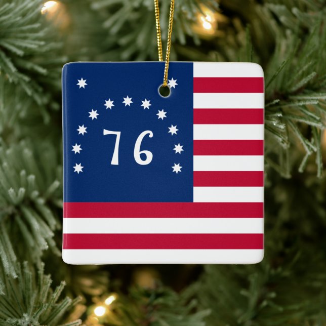 Bennington's Banner: The 76 American Battle Flag Ceramic Ornament (Tree)
