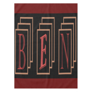 Bens name in art form colours red black gold tablecloth