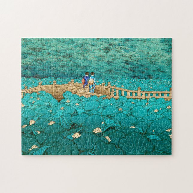 Benten Pond at Shiba Kawase Hasui japanese scenery Jigsaw Puzzle (Horizontal)
