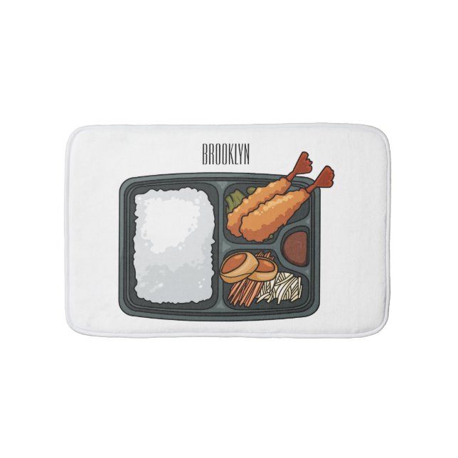 Bento cartoon illustration bath mat (Front)