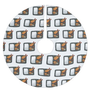 Bento cartoon illustration  brushed polyester tree skirt