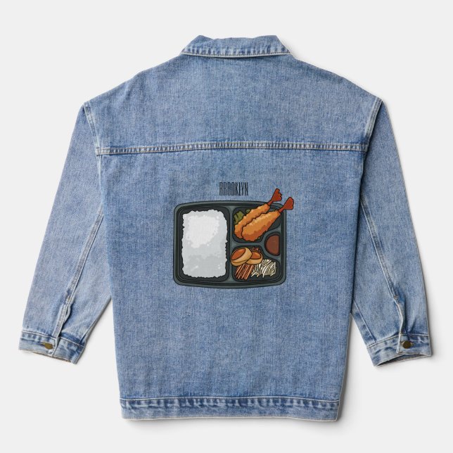 Bento cartoon illustration denim jacket (Back)
