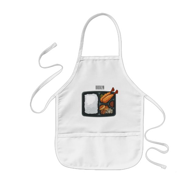 Bento cartoon illustration   kids apron (Front)