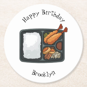 Bento cartoon illustration round paper coaster
