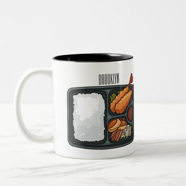 Bento cartoon illustration  Two-Tone coffee mug (Left)