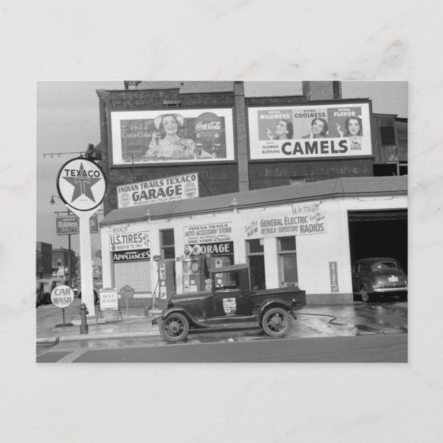 Benton Harbour Filling Station, 1940s Postcard (Front)