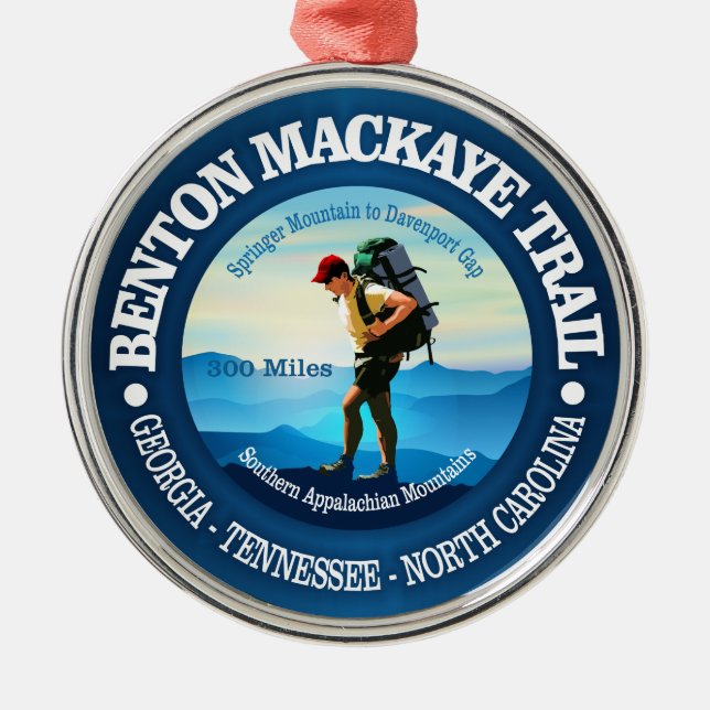Benton MacKaye Trail (Hiker C) Metal Tree Decoration (Front)