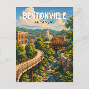 Bentonville Arkansas Illustration Travel Art Postcard