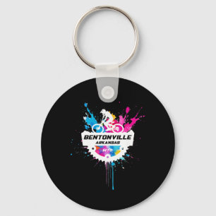 Bentonville Arkansas Mountain Biking Colorful Pain Key Ring