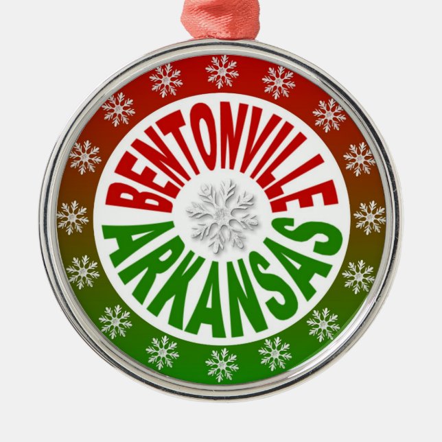 Bentonville Arkansas red green ornament (Front)