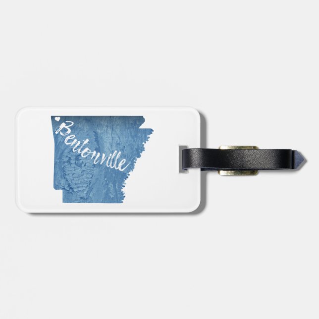Bentonville Arkansas Wood Grain Luggage Tag (Back Horizontal)