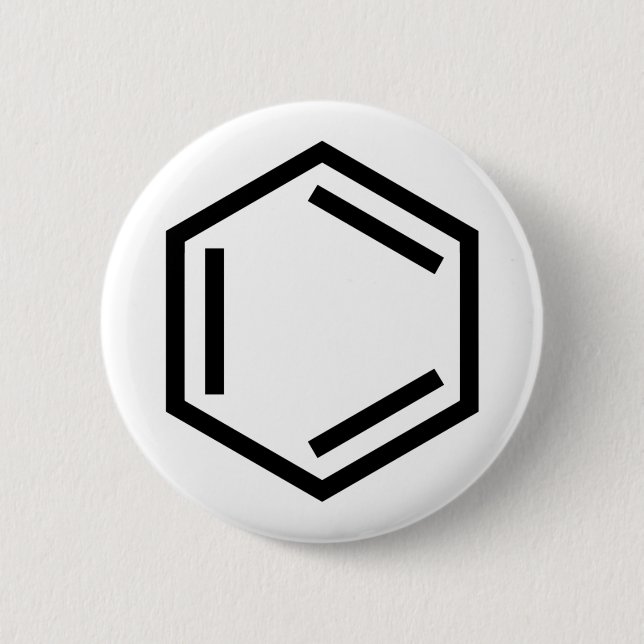 BENZENE RING SYMBOL 6 CM ROUND BADGE (Front)