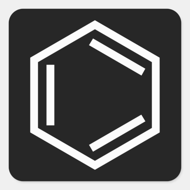 BENZENE RING SYMBOL SQUARE STICKER (Front)