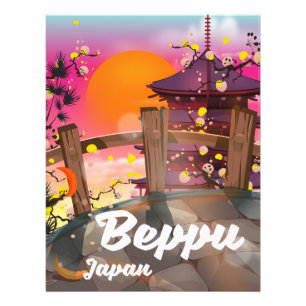 Beppu Japanese travel poster