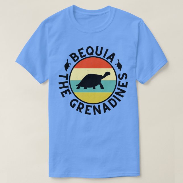 Bequia The Grenadines Retro Sunset with Turtle 25 T-Shirt (Design Front)