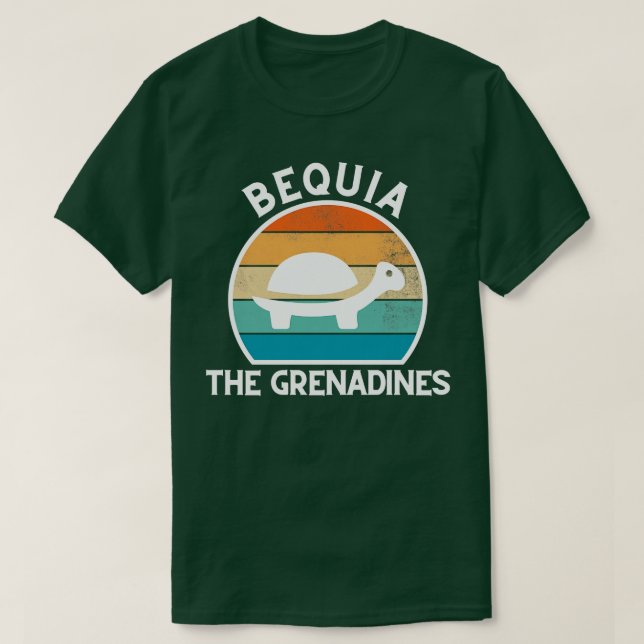 Bequia The Grenadines Retro Sunset with Turtle 6 T-Shirt (Design Front)