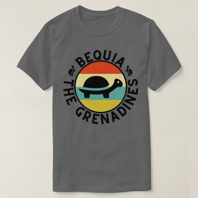 Bequia The Grenadines Retro Sunset with Turtle 8 T-Shirt (Design Front)