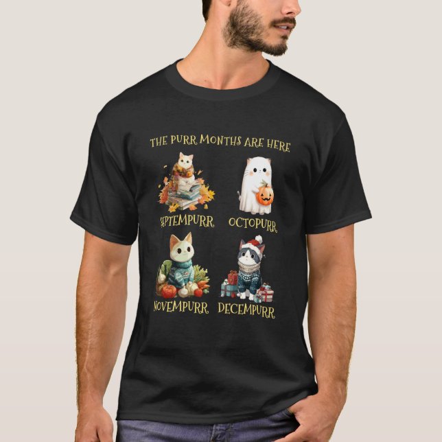BER Months Purr Months Fall Winter Cat T-Shirt (Front)