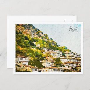 Berat Albania Beautiful Oil Paint Landscape Postcard
