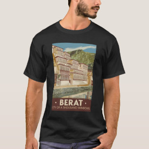 Berat Albania Illustration Travel Art Vintage T-Shirt