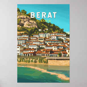Berat Albania Travel Art Vintage Poster