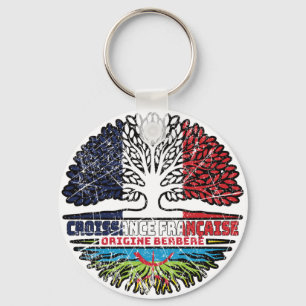 Berber Amazigh French France Tree Roots Flag Key Ring