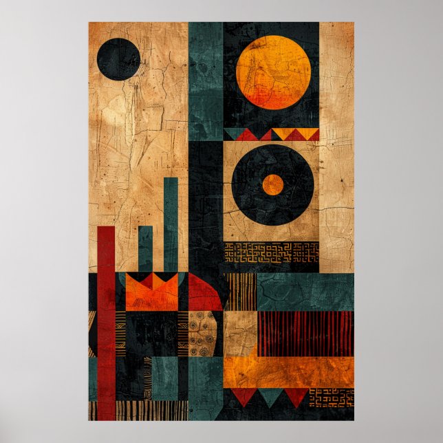 Berber Tribal Graphics: Geometric Earth Tones Poster (Front)