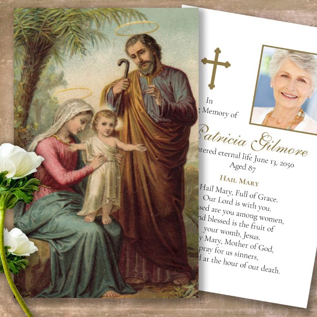 Bereavement Loss Holy Family Prayer Sympathy Cards (catholic, religious, celebration of life, in loving memory of, prayer cards for bereavement)