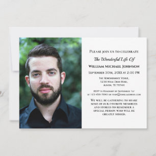 Bereavement Memorial Custom Photo Funeral Sympathy Invitation