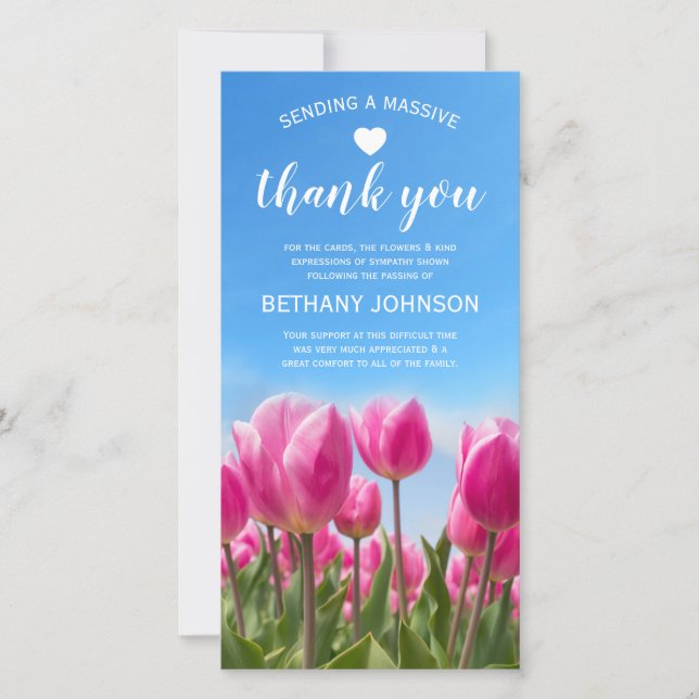 Bereavement Thank You | Pink Tulips Funeral (Front)