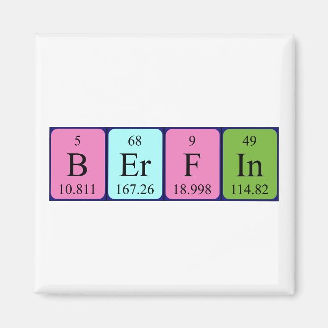 Berfin periodic table name magnet (Front)