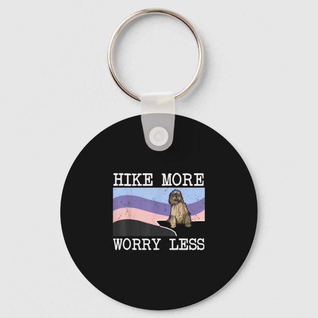 Bergamasco sheepdog hike more worry less graphic key ring (Front)